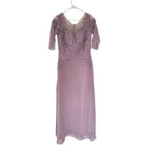 Jaeden Lilac Formal Dress Lace Embellished Gown‎ Elegant Purple Women's 12 #7